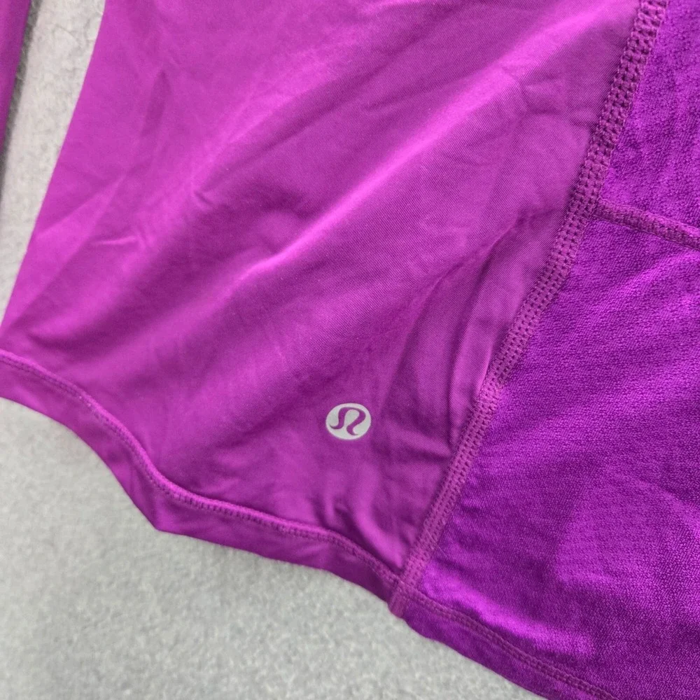 Lululemon Women Activewear Top 6 Purple Athletica Run Visibility Shirt Thumbhole